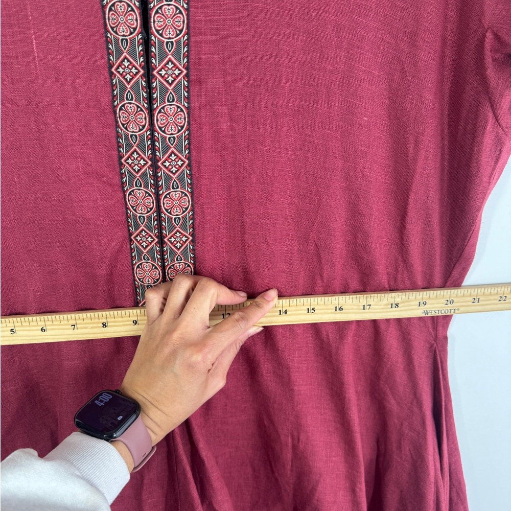 Elegant Flowy Burgundy Short Sleeve Ultra Maxi Dress Cottagecore Festival Resort - Picture 9 of 14